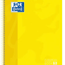 Oxford Europeanbook 1 Cuaderno Espiral Formato A4+ Cuadriculado 5x5mm - 80 Hojas - Banda de Color - Tapa Extradura Brillante - Color Amarillo