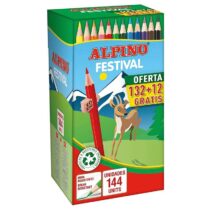 Alpino Festival Economy Pack de 144 Lapices Hexagonales de Colores - Mina de 3mm - Ideal para Colegios - Colores Surtidos