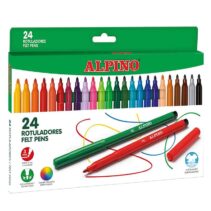 Alpino Pack de 24 Rotuladores Escolares - Punta Fina de 3mm - Superlavables y Brillantes - Desarrolla la Creatividad - Colores Surtidos