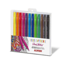 Alpino Color Experience Pack de 12 Rotuladores Doble Punta con Punta Pincel - Forma Triangular Ergonomica - Punta Fine Liner de 0.7mm y Punta Pincel de 2.9mm - Colores Surtidos