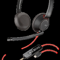 Plantronics/Poly Blackwire C5220 USB-C Auriculares con Microfono - Cancelacion de Ruido - Diadema Metalica Acolchada - Almohadillas de Piel Sintetica - Controles en Cable