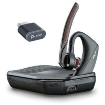 Plantronics/Poly Voyager 5200-V2 UC Auricular Monoaural con Microfono Bluetooth 5.2 - Alcance hasta 50m con Dongle - Autonomia hasta 7h - Tecnologia Windsmart - Estuche/Base de Carga Portatil