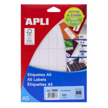 Apli Pack de 525 Etiquetas A5 19.0 x 40.0mm - Color Blanco