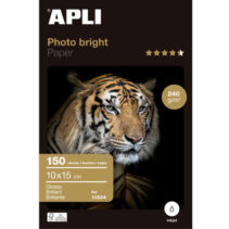 Apli Pack de 150 Hojas de Papel Fotografico Photobright 10x15cm 240g - Acabado Brillante - Apto para Uso en Impresoras Inkjet