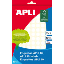 Apli 10 Pack de 1.260 Etiquetas Blancas Redondas Ø 10mm - Etiquetado Rapido y Efectivo - Aptas para Escritura con Lapiz