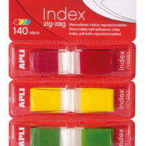 Apli Indices Adhesivos Film Zigzag 45x12mm 4 Dispensadores de 35 Indices de 4 Colores - Faciles de Aplicar - Adhesivo de Calidad - Diseño Zigzag - Organiza Tus Documentos - Multicolor