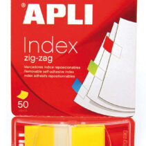 Apli Indices Adhesivos Film Zigzag 45x25mm Dispensador de 50 - Adhesivo Removible - Zigzag para Facil Identificacion - Amarillo