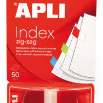 Apli Indices Adhesivos Film Zigzag 45x25mm Dispensador de 50 - Faciles de Aplicar - Diseño Zigzag - Rojos