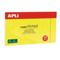 Apli Notas Adhesivas Funny 125x75mm - Bloc de 100 Hojas - Divertidos Diseños - Adhesivo de Calidad - Amarillo Fluorescente