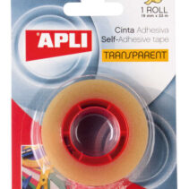 Apli Cinta Adhesiva Transparente 19mm x 33m - Resistente al Agua y a la Humedad - Facil de Cortar con las Manos - Ideal para Uso en Oficina y Hogar Transparente