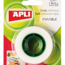 Apli Cinta Adhesiva Invisible 19mm x 33m - Facil de Cortar - Resistente - Ideal para Uso en Oficina - Transparente