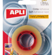 Apli Cinta Adhesiva Transparente 12mm x 33m - Resistente al Agua y a la Intemperie - Facil de Cortar y Aplicar - Ideal para Manualidades y Embalaje Transparente