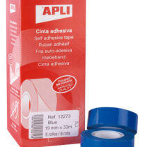 Apli Cinta Adhesiva Azul 19mm x 33m - Resistente al Agua y a la Intemperie - Facil de Cortar con las Manos - Ideal para Manualidades y Embalaje Azul