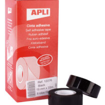 Apli Cinta Adhesiva Negra 19mm x 33m - Resistente al Agua y a la Intemperie - Facil de Cortar con las Manos - Ideal para Uso en Exteriores Negro