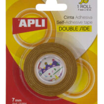 Apli Cinta Adhesiva Doble Cara 7mm x 10m - Facil de Cortar y Aplicar - Adhesion Fuerte y Duradera - Transparente Transparente