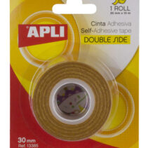 Apli Cinta Adhesiva Doble Cara 30mm x 10m - Facil de Cortar y Aplicar - Adhesion Fuerte y Duradera - Transparente