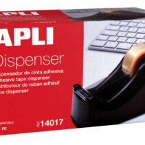 Apli Office Porta Cinta para Rollos de 33mm - Cuchilla Metalica Dentada - Facil de Usar - Resistente y Duradero - Color Negro