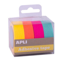 Apli Pack Cintas Adhesivas de Papel Washi - 4 U - Tonos Fluor - Decoracion y Manualidades - Multicolor