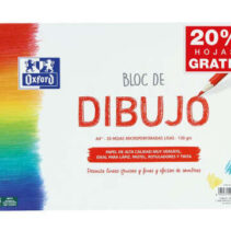 Oxford Bloc de Dibujo Escolar Espiral Formato A4+ Liso - 20 Hojas Microperforadas 130gr Color natural - Papel de Superfície Rugosa