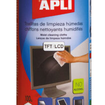 Apli Toallitas Humedas Anti-Estaticas - 100 Unidades - Limpieza y Mejora Del Rendimiento de Equipos Electronicos - Ideal para Pantallas TFT y LCD