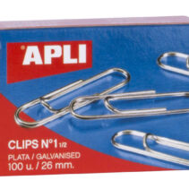 Apli Clips Alambre Nº 1½ - 26mm - Acabado Galvanizado Plata - 100 Unidades por Caja - Organizacion Perfecta