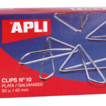 Apli Clips Mariposa Alambre Nº 10 (40mm) Acabado Galvanizado-Plata-Organiza tus Documentos con Estilo-Caja con 50 Clips