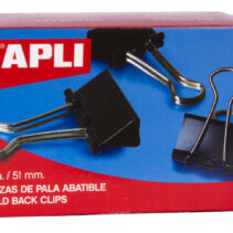 Apli Pinzas Abatibles 30x51mm - Acero Templado Negro - Asas Niquel - 12 Unidades - Sujecion Hasta 220 Hojas