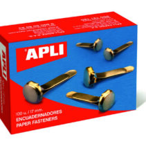 Apli Caja de 100 Encuadernadores Metalicos 12mm sin Arandela - Aptos para todo tipo de Documentos - Ideales para Encuadernar y Manualidades - Color Dorado