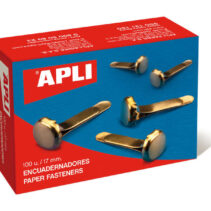 Apli Caja de 100 Encuadernadores Metalicos Dorados 17mm - Sin Arandela - Aptos para Todo Tipo de Documentos - Ideales para Encuadernar y Manualidades