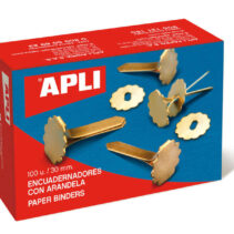 Apli Encuadernadores Metalicos con Arandela - 30mm - Incluyen Arandela para Embellecer y Evitar Rozaduras - Caja de 100 Unidades