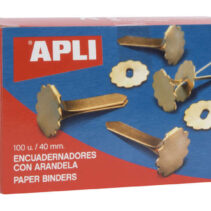 Apli Encuadernadores Metalicos con Arandela - 40mm - Caja de 100 - Aptos para Todo Tipo de Documentos - Incluyen Arandela para Embellecer y Evitar Rozaduras