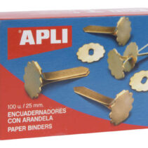 Apli Encuadernadores Metalicos con Arandela - 25mm - Caja de 100 - Incluye Arandela para Embellecer y Evitar Rozaduras - Aptos para Todo Tipo de Documentos