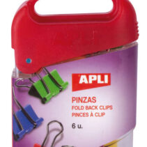 Apli Pack de 6 Pinzas Abatibles 19mm - Acero Templado - Asas Niqueladas - Sujecion hasta 50 Hojas - Colores Surtidos