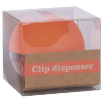 Apli Fluor Collection Dispensador de Clips - Ø 70x60 mm - Tapa Magnetica "Soft Touch" Naranja - Incluye 50 Clips Amarillo Fluorescente 28 mm