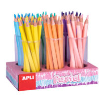 Apli Expositor de Lapices Jumbo Pastel - 108 Lapices de 5mm - Madera Triangular para Niños - 10mm de Diametro y 170mm de Largo - 6 Colores Pastel Surtidos