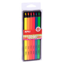 Apli Lapices Jumbo Fluo - 5mm de Trazo - Caja Individual con 6 Colores Surtidos - Madera Triangular para Mejor Sujecion