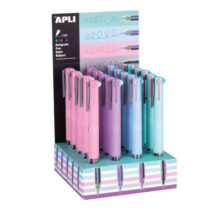 Apli Nordik Collection Expositor con 20 Boligrafos con 5 Tintas de Gel - Acabado Soft Touch en Silicona - Cuerpo en Colores Surtidos