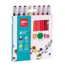 Apli Kids Rotuladores Dots - Ø 14.4x137 mm - Cuerpo Cilindrico y Punta Redonda Bloqueada de Ø 7.5 mm - Colores Surtidos - Facilmente Lavables - Capuchon Anti Asfixia - Tinta de Larga Duracion