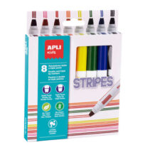 Apli Stripes Pack de 8 Rotuladores - Ø 14.4x137 mm - Doble O Triple Punta Redonda Bloqueada - Lavables