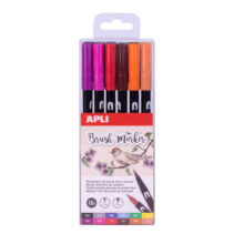 Apli Rotuladores Acuarelables de Doble Punta - Pincel de 1-4mm y Redonda de 1mm - Tinta Base Agua No Toxica - 12 Colores Surtidos para Mezclas y Degradados