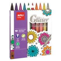 Apli Kids Rotuladores Glitter - Ø 12x137 mm - Cuerpo Cilindrico y Punta Redonda Bloqueada de Ø 3.8 mm - Colores Surtidos - Lavables