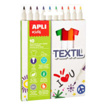 Apli Kids Rotuladores Textil Ø 11x137mm - Cuerpo Cilindrico - Punta Redonda Bloqueada Ø 2.9mm - Capuchon Anti Asfixia - No Toxicos ni Gluten - Larga Duracion - Resistente al Lavado - Ideal para Todo Tipo de Tejidos