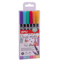 Apli Rotuladores Acuarelables de Doble Punta - 1-4mm y 1mm - Tonos Pastel - Tinta Base Agua - Mezclables - Pack 6 Colores