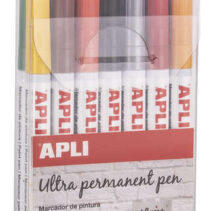 Apli Rotuladores Tinta Permanente Punta Fina - Pack 14 Colores - Base Aceite - Resistente Al Agua - Soporta Hasta 60°C