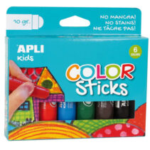 Apli Color Sticks Temperas Solidas - Pack de 6 Unidades de 10g - Acabado Satinado sin Necesidad de Barniz - Secado Rapido en Menos de 3 Minutos - Efecto Cera o Tempera Segun la Presion Ejercida