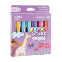 Apli Color Sticks Temperas Solidas - Pack 6 Unidades de 6g en Colores Pastel - Acabado Satinado sin Necesidad de Barniz - Secado Rapido en Menos de 3 Minutos - Efecto Cera o Tempera Segun la Presion Ejercida