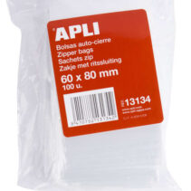 Apli Bolsas Zip Auto Cierre Transparentes 60x80mm - Material LDPE - Cierre Seguro y Facil Manipulacion - Uso Alimenticio - Ideal para Alimentos y Objetos Cotidianos - Utiles para Viajes