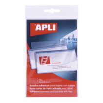 Apli Bolsillos Adhesivos Porta Tarjetas con Solapa de Cierre - Pack de 10 - 100 x 60mm - Ideal para Presentaciones Impresas