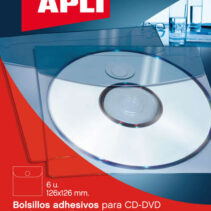 Apli Bolsillos Adhesivos para Cd/Dvd con Solapa de Cierre - Tamaño 126 x 126mm - Ideal para Presentaciones Impresas y Archivadores - Contiene 6 Bolsillos