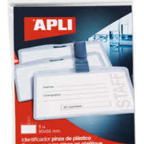 Apli Identificador con Pinza de Plastico para Tarjetas de Visita - Tamaño 90 x 56mm - Ideal para Ferias y Convenciones - Uso en Hospitales